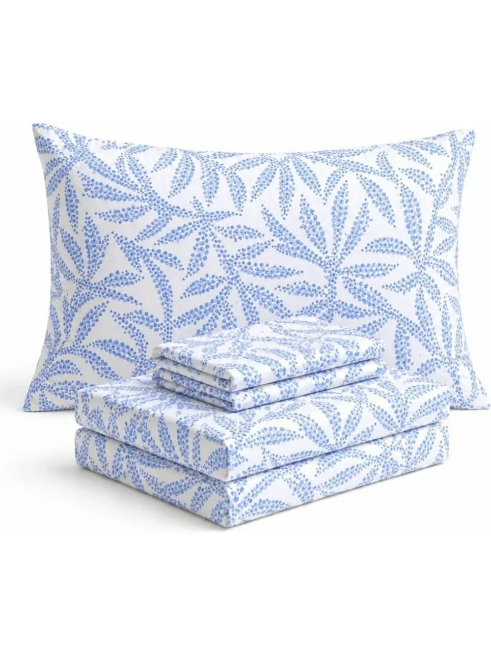 Floral Blue Queen Sheet Set - Super Soft 4-Piece Bedding, Deep Pocket Fitted
